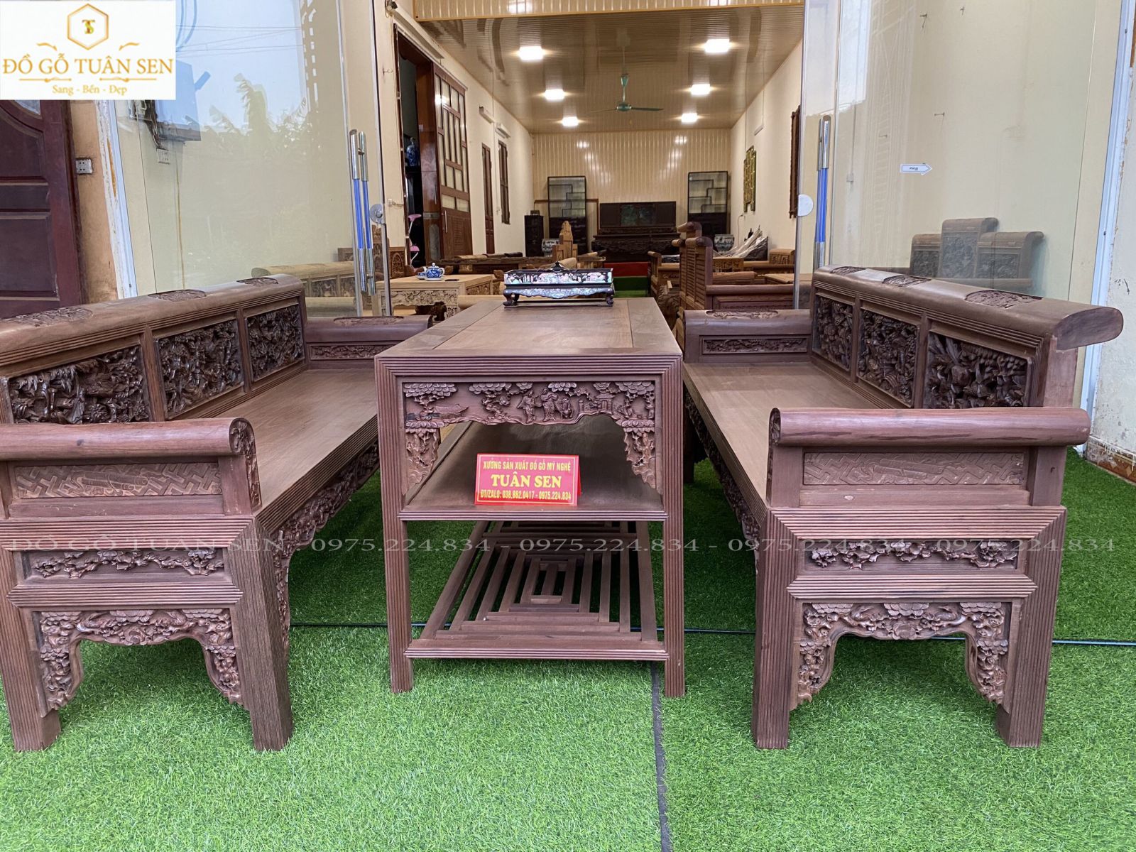 BỘ TRƯỜNG KỶ CHẠM TỨ QUÝ GỖ GỤ 